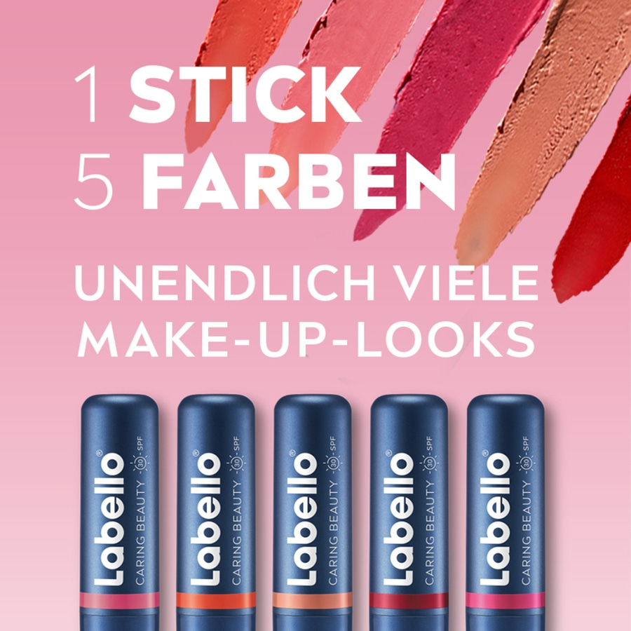 Labello Lippenpflege mit 5 Farben und unendlich vielen Make-up-Looks.