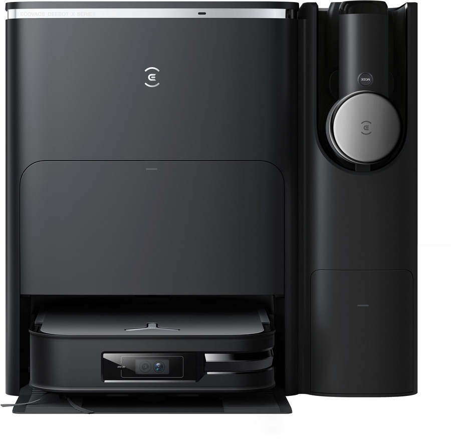 Schwarzer Roboter-Staubsauger mit Ladestation, ECOVACS DEEBOT X SERIES, AIVI 3D