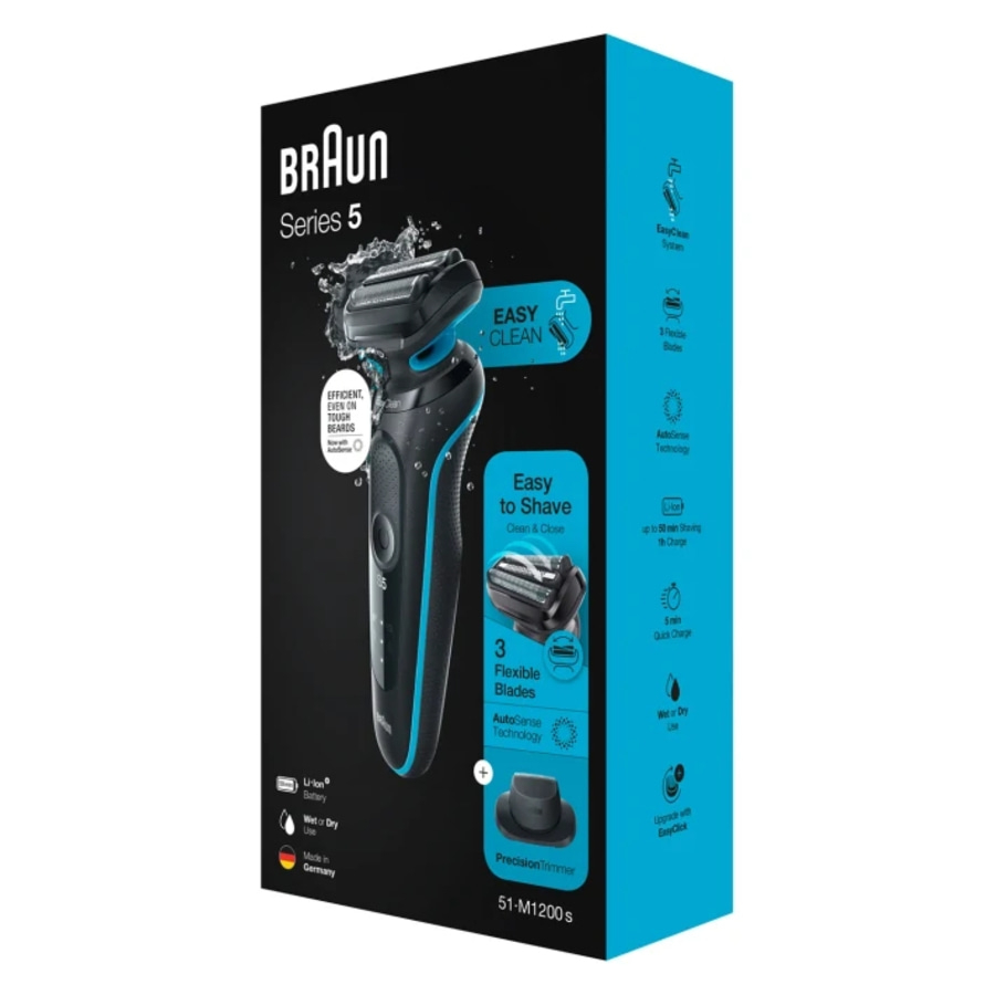 Braun Series 5 Rasierer, effizient, einfach zu reinigen, 3 flexible Klingen, Nass- und Trockenrasur.