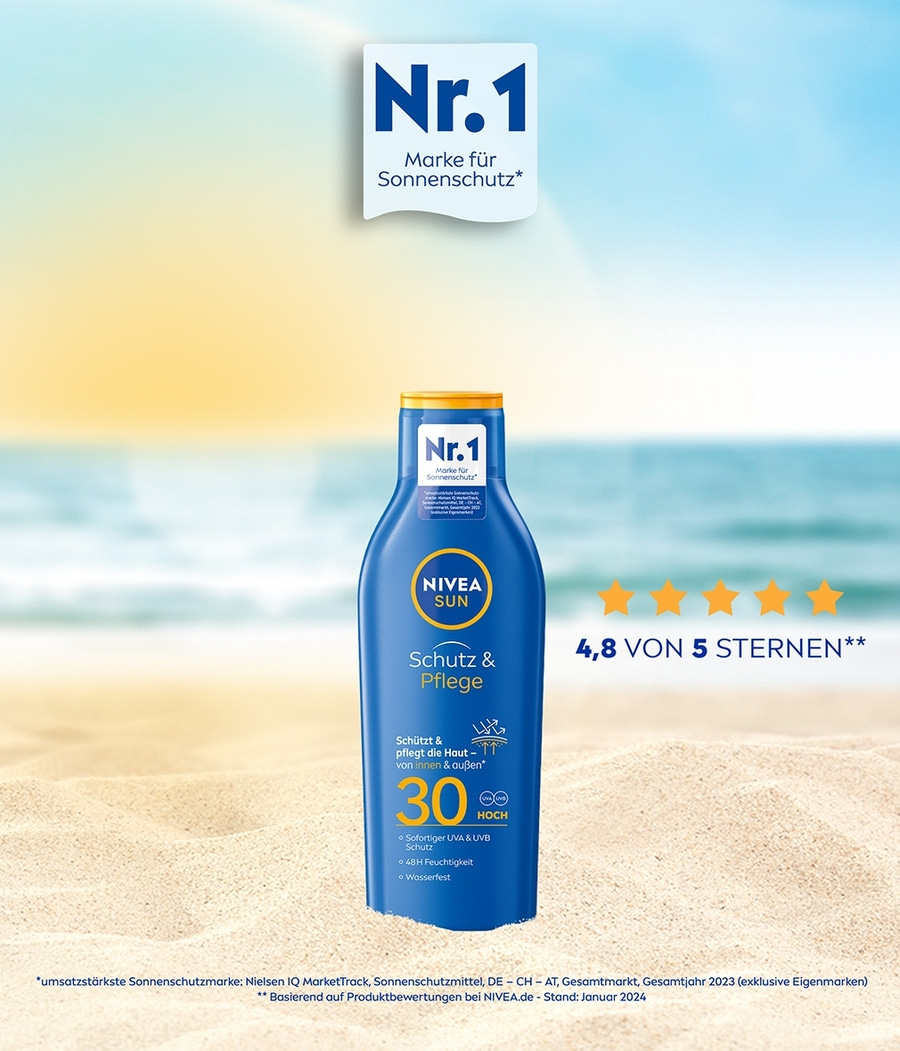 NIVEA SUN Schutz & Pflege Sonnenmilch wasserfester Sonnenschutz LSF30 2 x 250ml