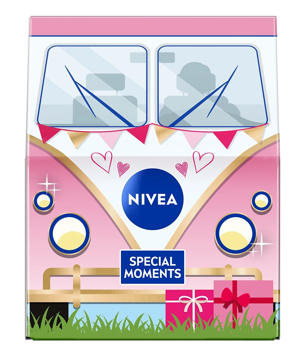 Nivea Special Moments Geschenkbox im VW Bus Design mit Geschenken