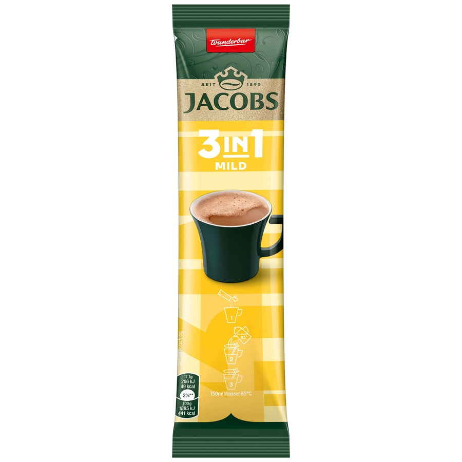 JACOBS Löskaffee 3in1 MILD 12 x 10 Sticks löslicher Kaffee Instantkaffee