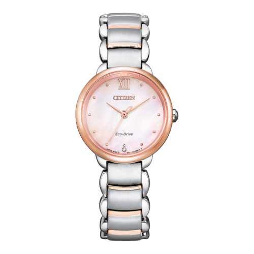CITIZEN Damen Armbanduhr EM0924-85Y Eco-Drive Edelstahl 28 mm silber/gold B-Ware