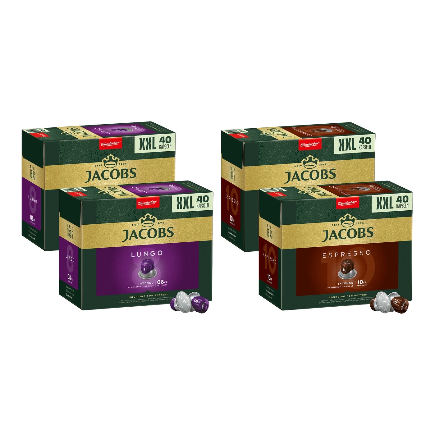 Jacobs Kaffeekapseln, Espresso und Lungo, 40 Kapseln, Intenso, Aluminium Kapsel, Kaffee