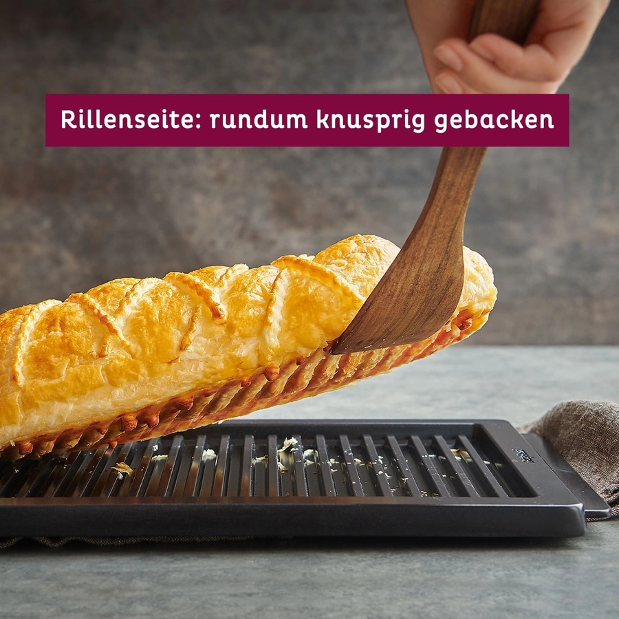 BETTY BOSSI Wendeplatte Ofen und Grill 38×26 cm Antihaft Aluminium Grau NEU