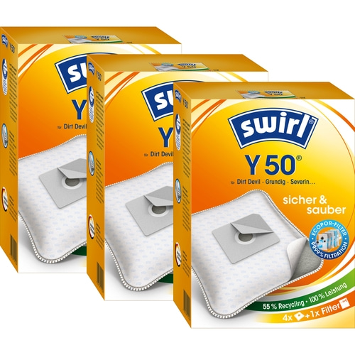 SWIRL Staubsaugerbeutel Y 50 EcoPor für Dirt Devil Grundig Severin 3er-Pack