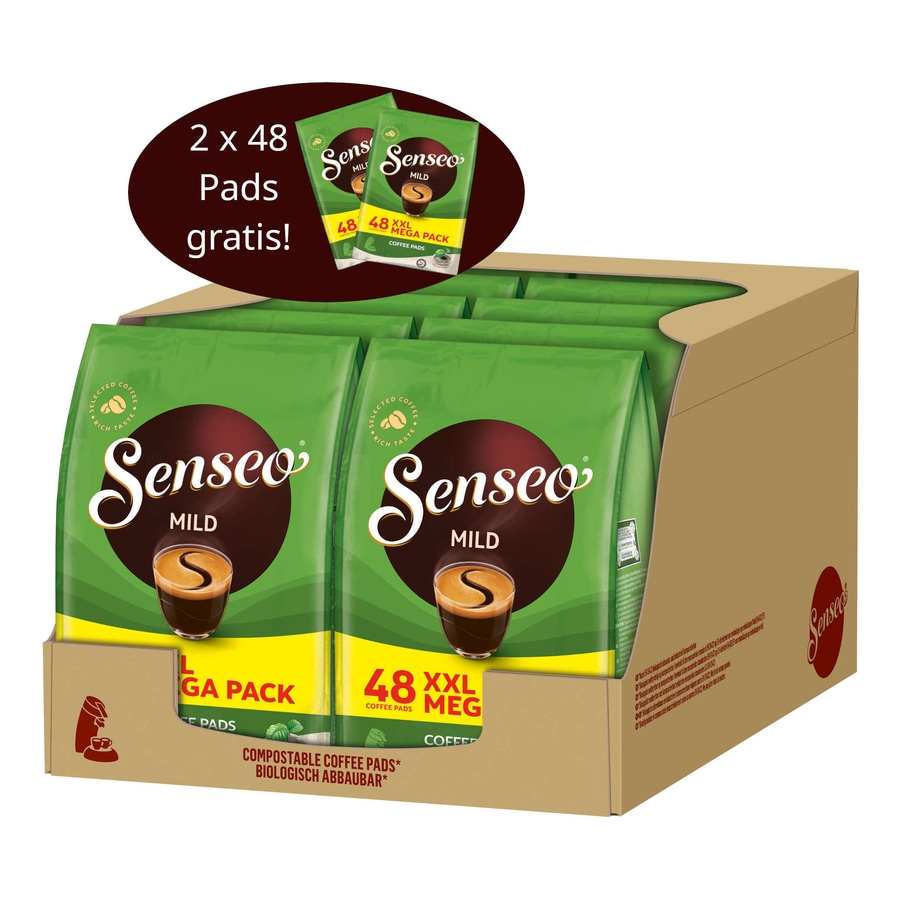 Senseo Kaffee Pads Packung mit 2x48 Pads gratis, mild, XXL Mega Pack