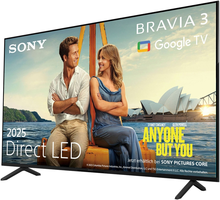 Sony Fernseher mit Filmplakat 'Anyone But You', Google TV, 2025 Direct LED