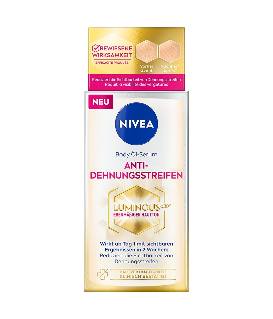 Nivea Body Öl-Serum Anti-Dehnungsstreifen, reduziert Dehnungsstreifen, Luminous 630, klinisch bestätigt