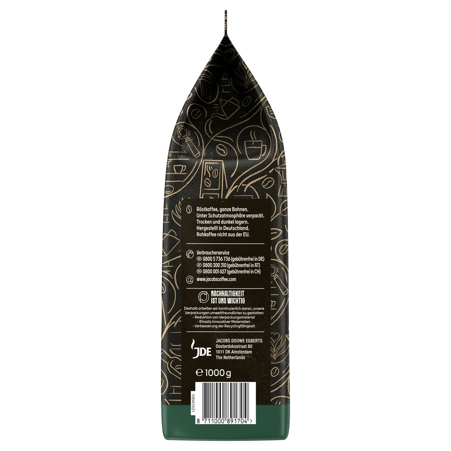 JACOBS Kaffeebohnen Barista Editions Crema 4 x 1 kg ganze Kaffee Bohnen geröstet