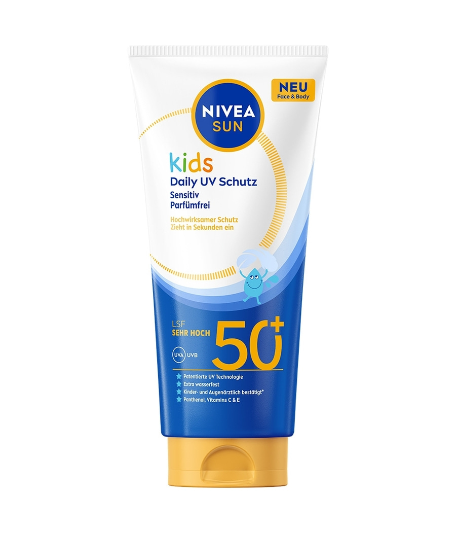 Eine Nivea Sun Kids Sonnencreme mit LSF 50+ für empfindliche Haut.