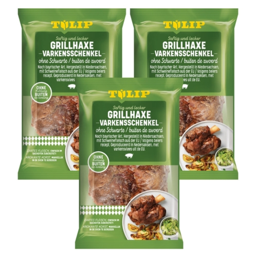 TULIP Grillhaxe ohne Schwarte 3x 500g - Vakuumverpackt & für Backofen oder Grill