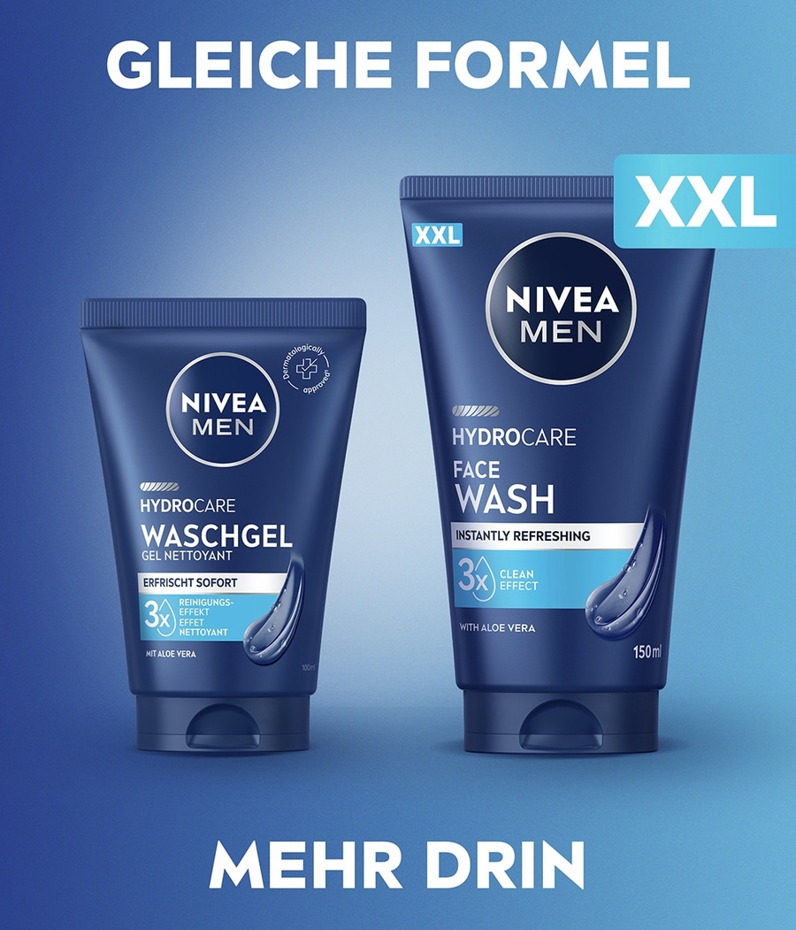NIVEA MEN HydroCare Waschgel XXL 2 x 150ml Gesichtswaschgel