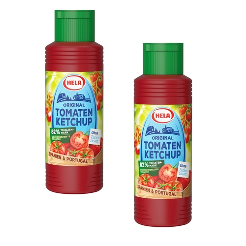 2x Hela 300 ml Original Ketchup ohne Zuckerzusatz Tomatenketchup aus 82% Mark