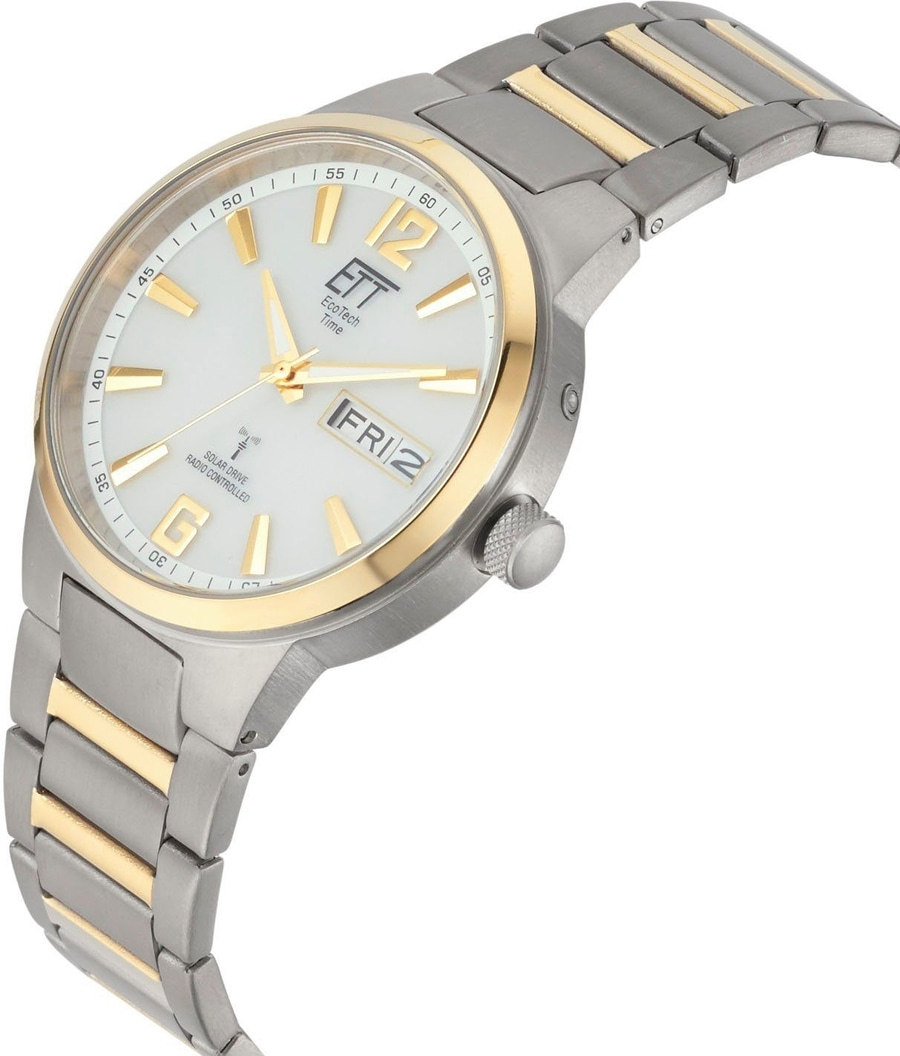 ETT Herren Armbanduhr EVEREST EGT-11322-11M Funk Solar Titan Datum 41mm