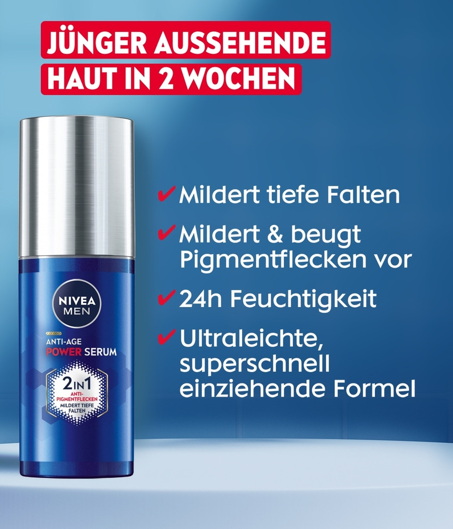 Nivea Men Anti-Age Power Serum: Jüngere Haut in 2 Wochen. Mildert Falten.