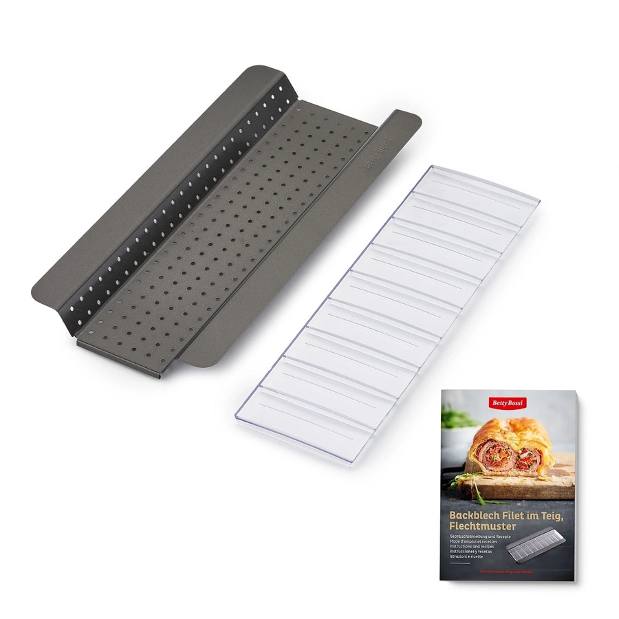 BETTY BOSSI Backblech Filet im Teig, Flechtmuster - Set Blech Grau NEU