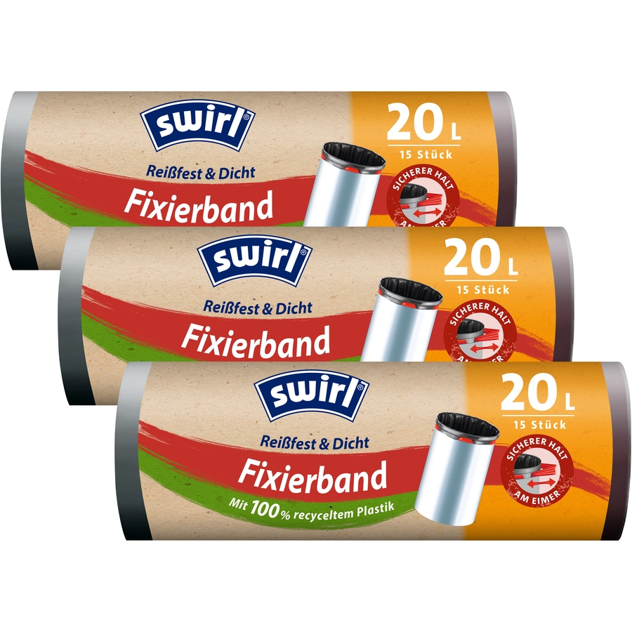 SWIRL Müllbeutel 20 l Fixierband 3er Pack á 20 Stück NEU
