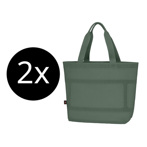 2 x HALFAR Tragetasche Shopper Mono 1818055-644 Einkaufstasche graugrün NEU