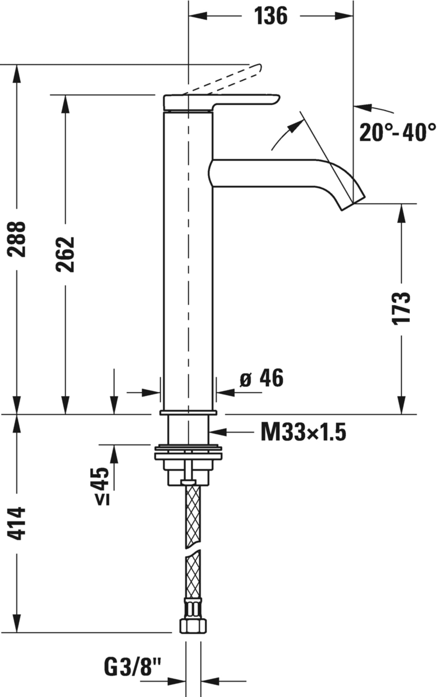 DURAVIT C.1 Waschtischmischer L Einhandmischer Mischbatterie Wasserhahn Schwarz