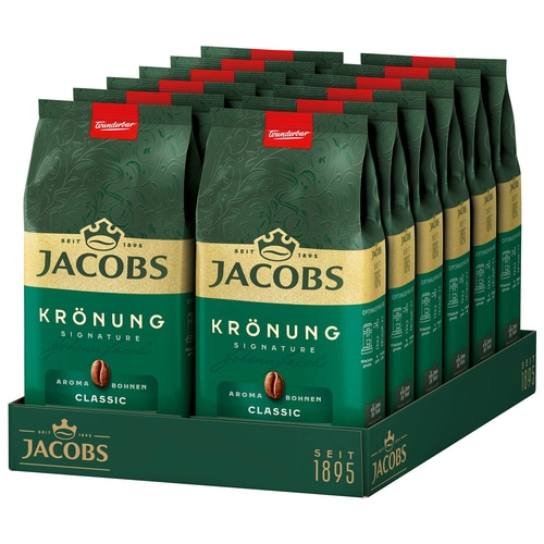 JACOBS Kaffeebohnen Krönung Aroma-Bohnen Classic 12 x 500g ganze Bohnen geröstet