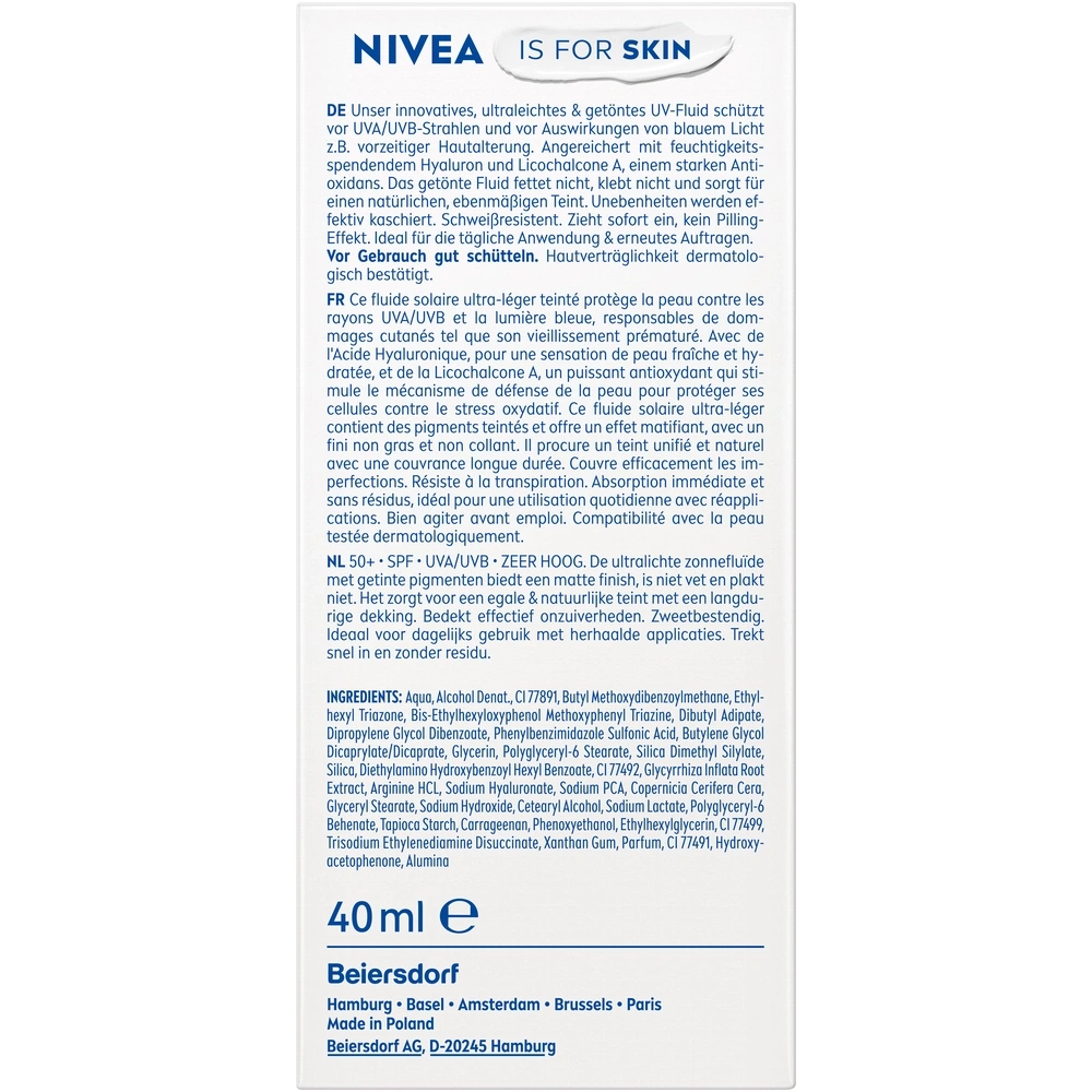 Nivea Sonnencreme mit getönten Pigmenten, schützt vor UVA/UVB-Strahlen, 40ml, Beiersdorf