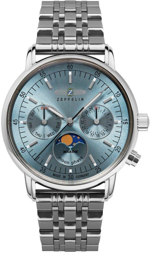 ZEPPELIN Multifunktionsuhr LZ 14 Marine 8637M-3 Armbanduhr Edelstahl 36 mm