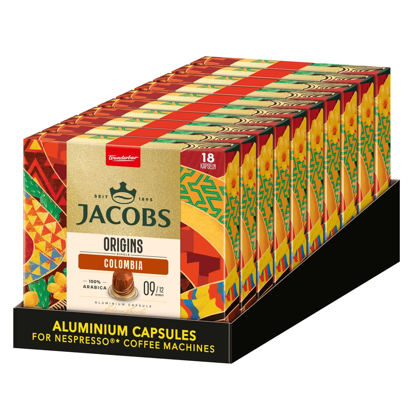Kaffeekapseln von Jacobs Origins, Aluminiumkapseln für Nespresso-Maschinen, 18 Kapseln, 100% Arabica, Kolumbien
