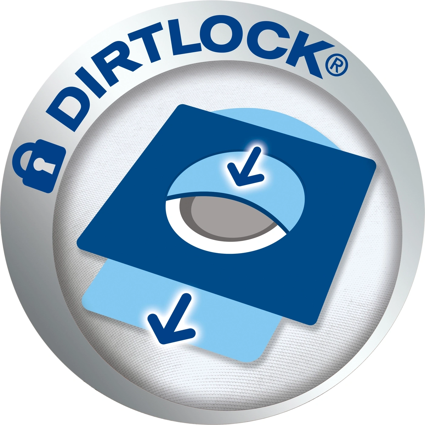 Logo mit der Aufschrift DIRT LOCK und einem Schloss-Symbol, das Schmutz einschließt.
