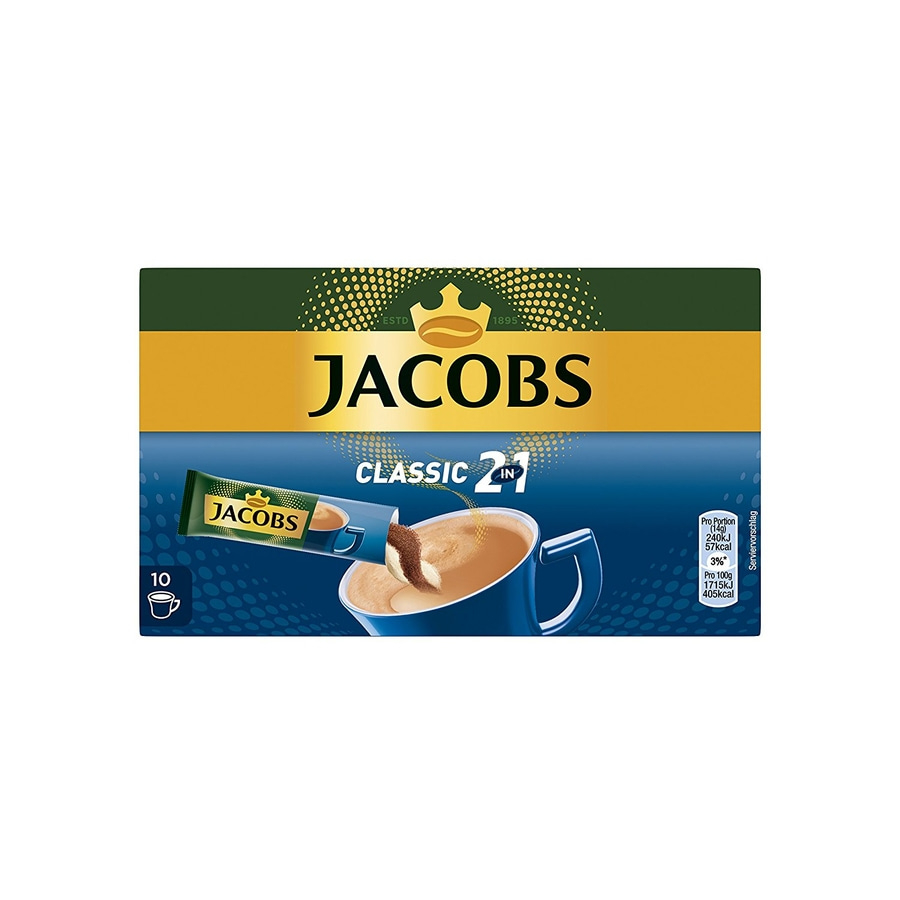 JACOBS Löskaffee 2in1 Classic 12 x 10 Sticks löslicher Kaffee Instantkaffee