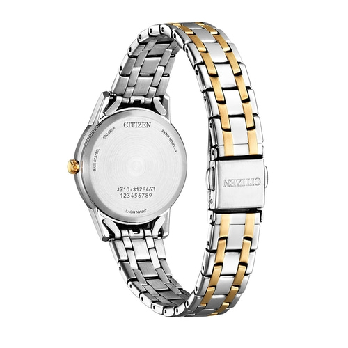 CITIZEN Damen Armbanduhr FE1246-85A Eco-Drive Edelstahl 29 mm Silber/Gold B-WARE
