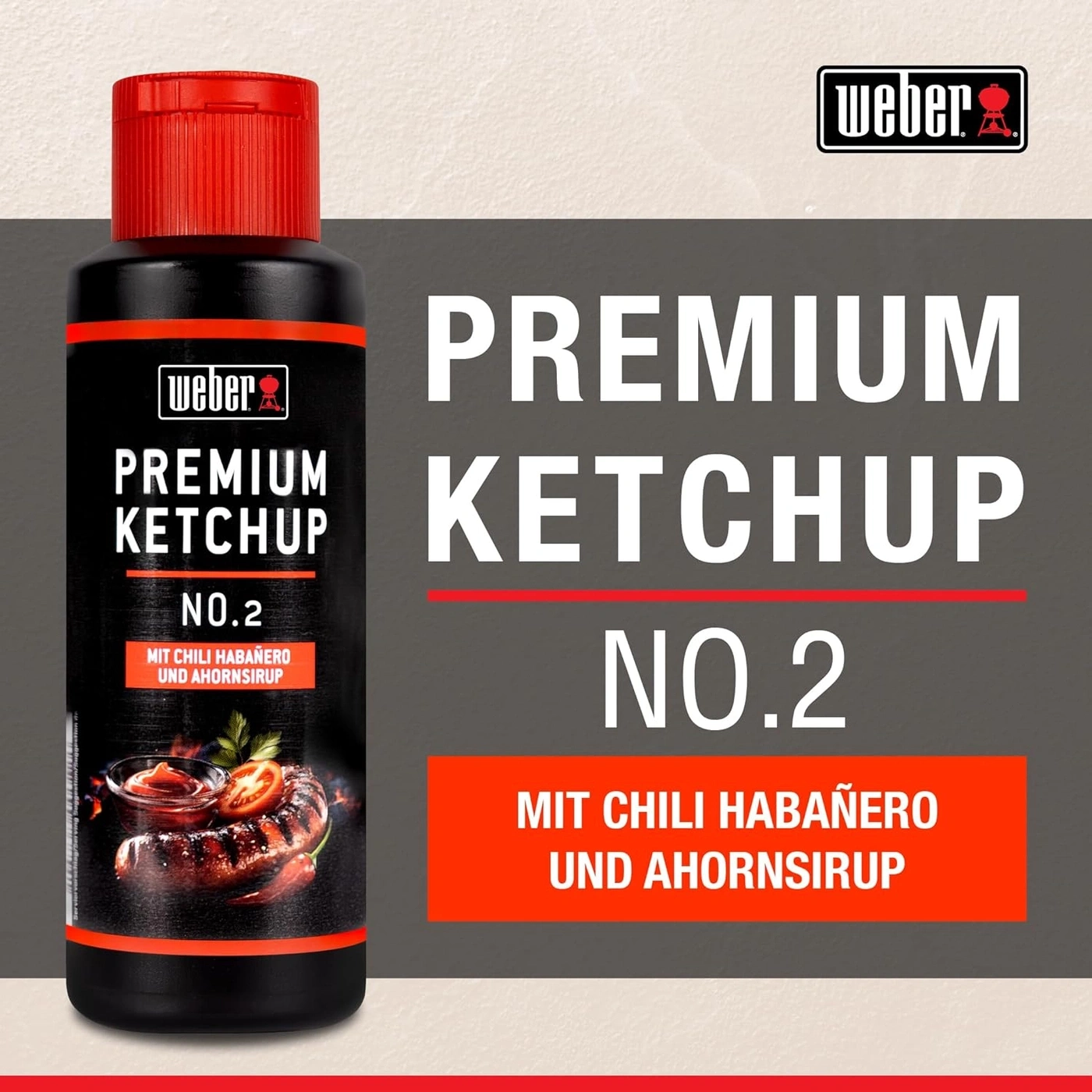 6x 300 ml Weber Ketchup Premium Ketchup No.2 Gourmetsauce Flasche würzig fein