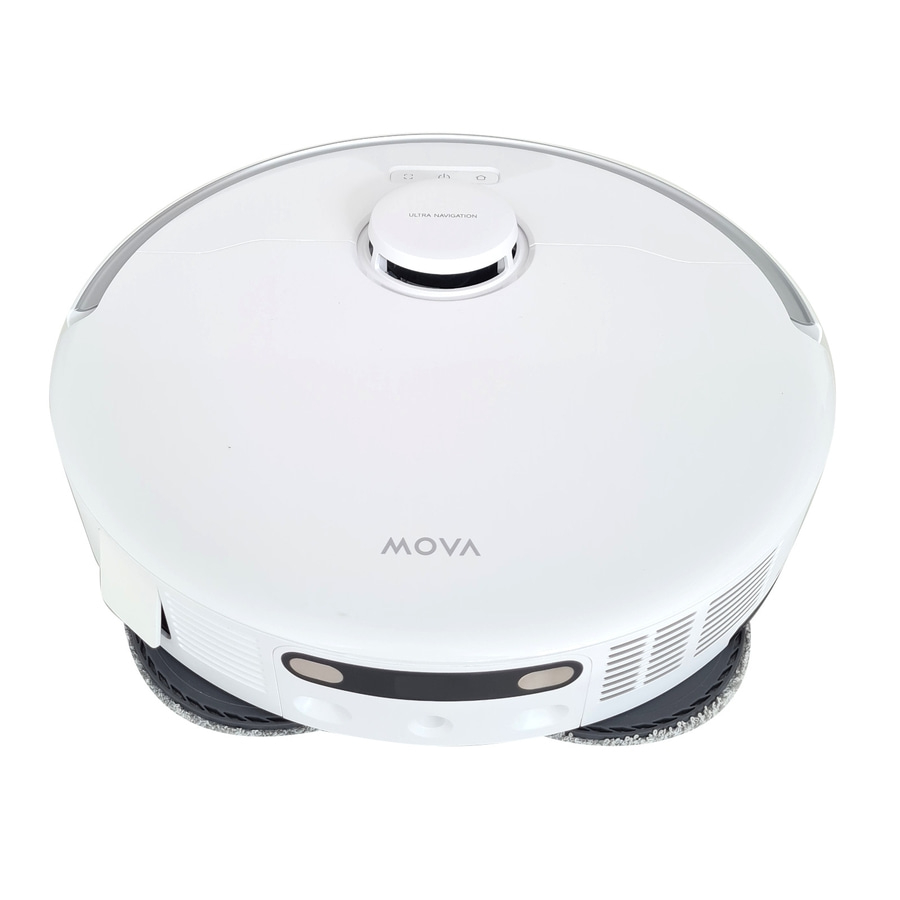 Weißer Roboter-Staubsauger mit MOVA-Logo und Ultra Navigation-Funktion.