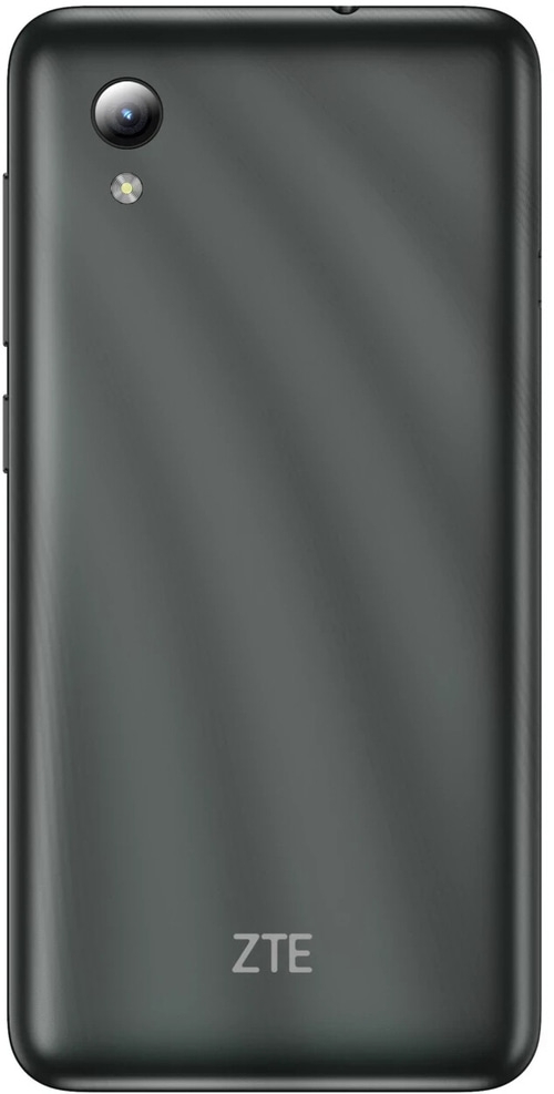 Schwarzes Smartphone mit Kamera und ZTE-Logo auf der Rückseite.
