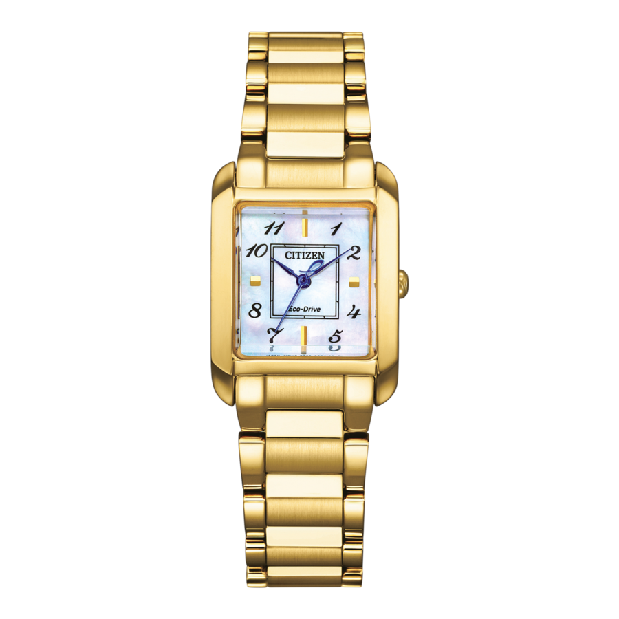 CITIZEN Damen Armbanduhr EW5602-81D Eco-Drive rechteckig 21x28 mm gold B-Ware