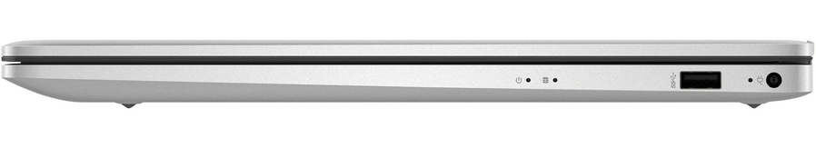 Silberner Laptop mit Anschlüssen und Knöpfen, Seitenansicht, modernes Design, Technologie