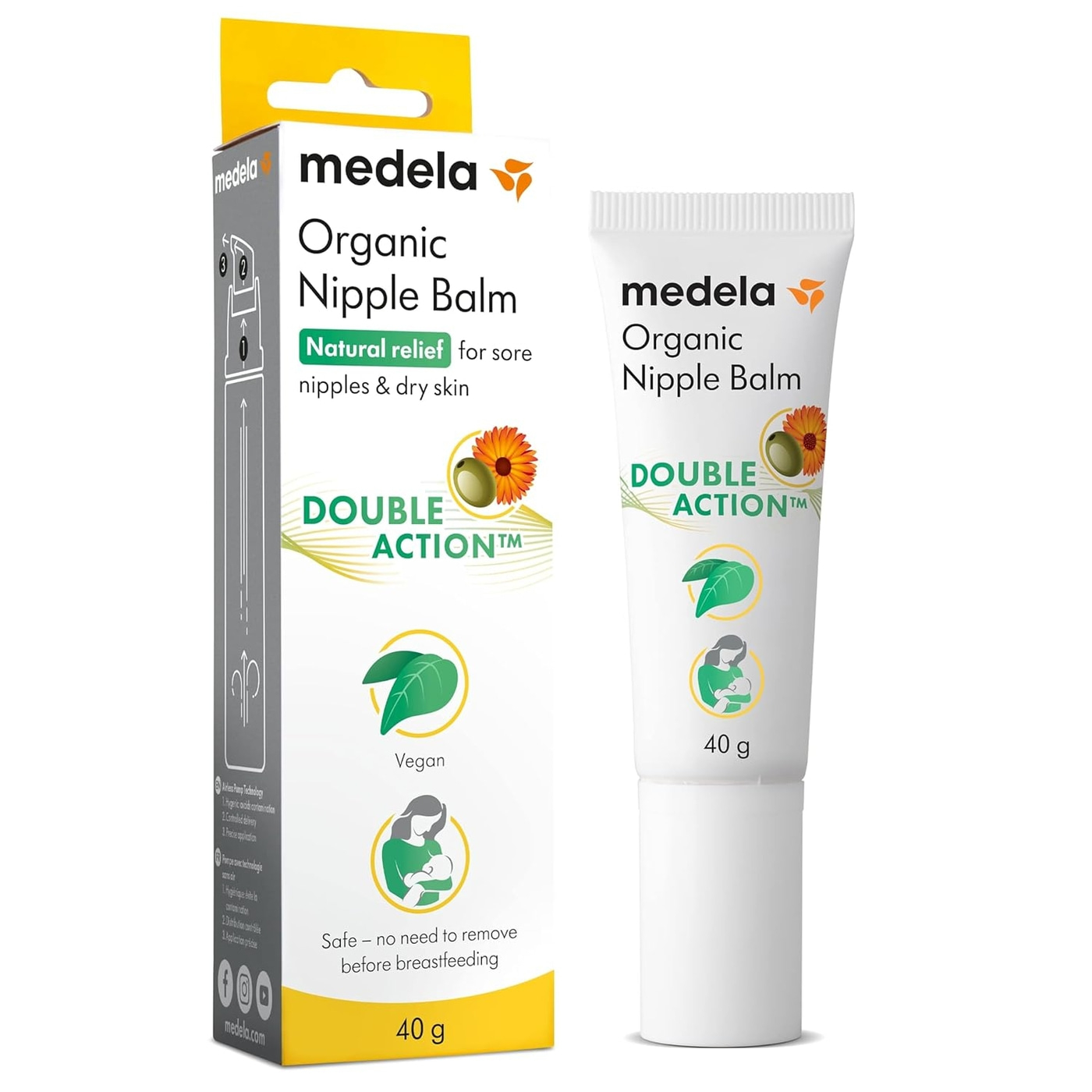 Medela Organic Nipple Balm, natürliche Linderung für wunde Brustwarzen und trockene Haut, vegan
