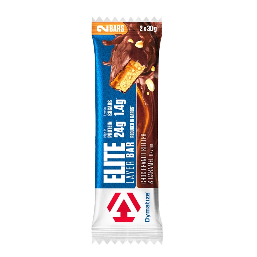 Dymatize Elite Schoko Erdnussbutter Karamell Riegel, High Protein, Low Sugar