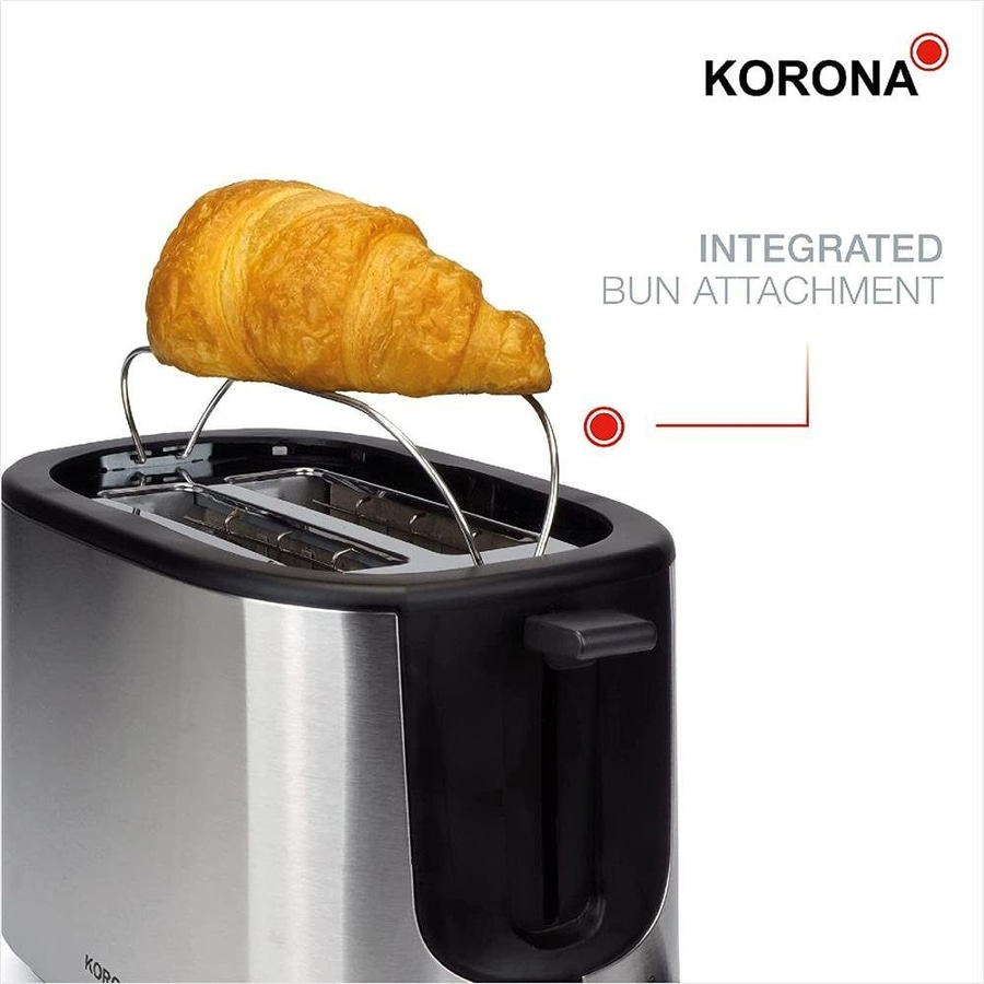 KORONA Toaster 21255 1000W Edelstahl Brötchenaufsatz Krümelschublade schwarz NEU