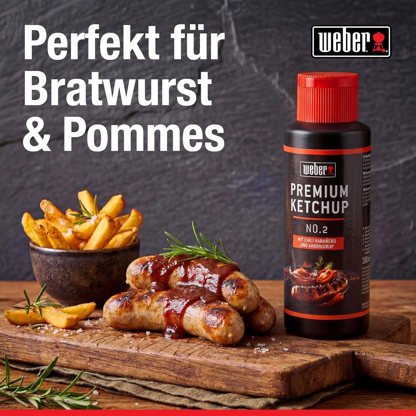 6x 300 ml Weber Ketchup Premium Ketchup No.2 Gourmetsauce Flasche würzig fein