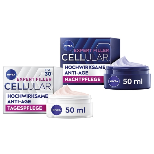 NIVEA Hyaluron Cellular Filler Anti-Age Hautpflegeset Tag & Nacht LSF30 2x50ml