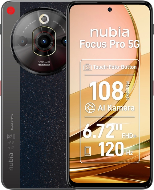 NUBIA Smartphone Focus Pro 5G 6,7 Zoll 256GB 108MP WLAN Android schwarz B-WARE