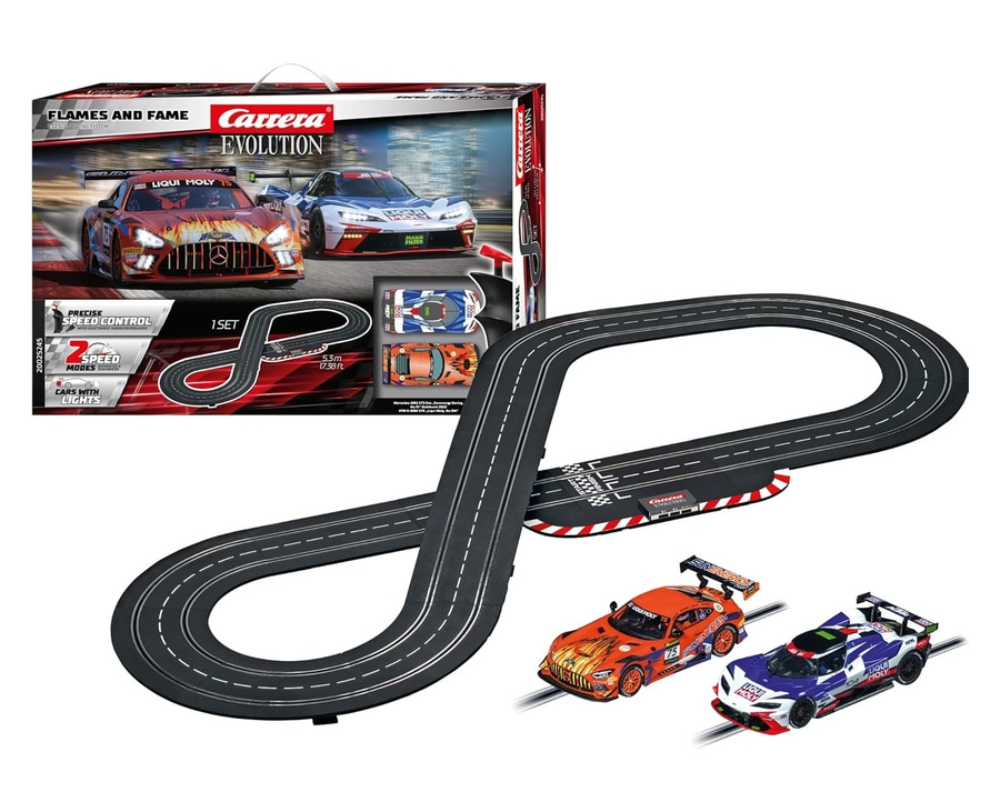 CARRERA Evolution Flames and Fame Rennbahn Autorennen bis 8 Spieler ausbaubar