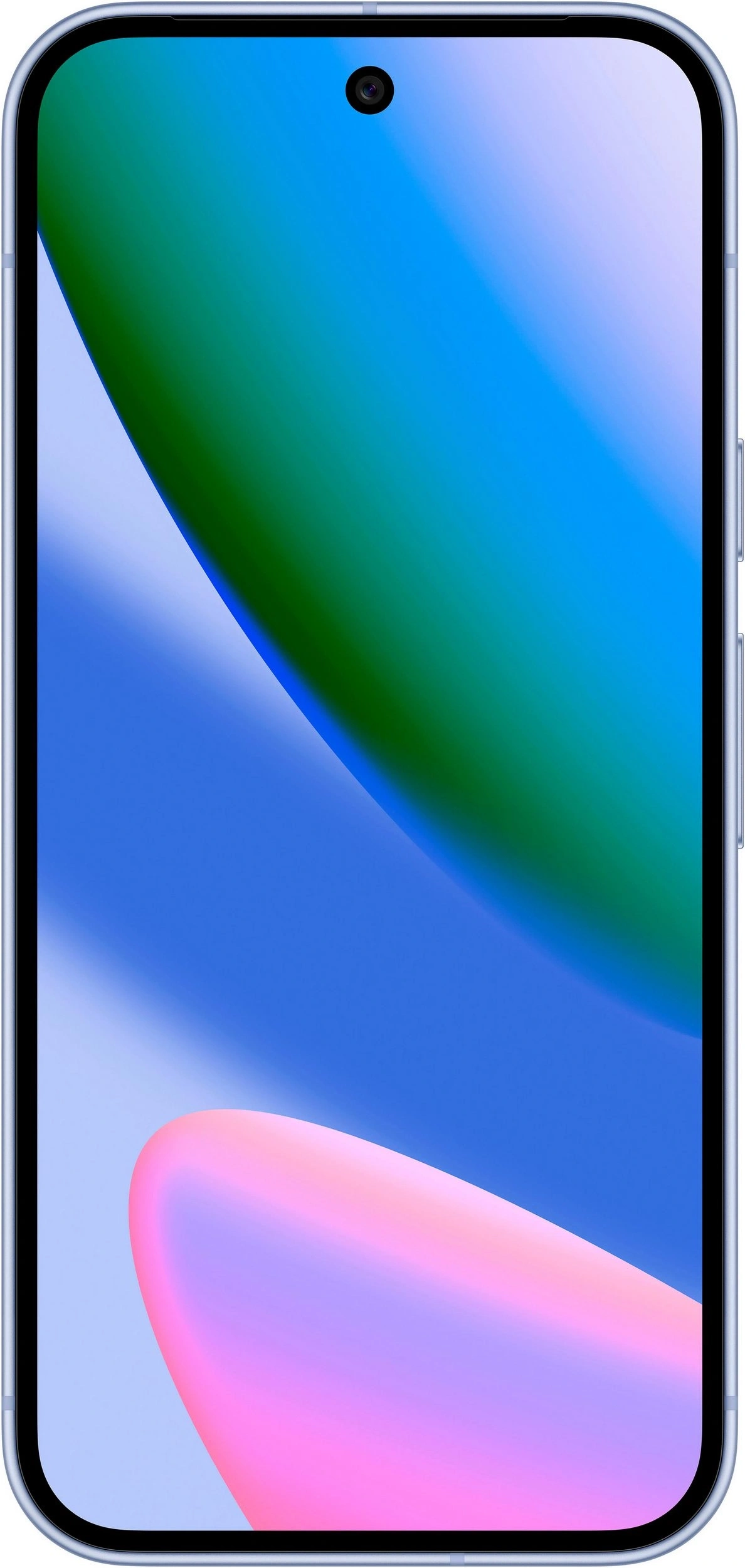 Ein Smartphone mit einem bunten Hintergrundbild und einer Notch für die Frontkamera.