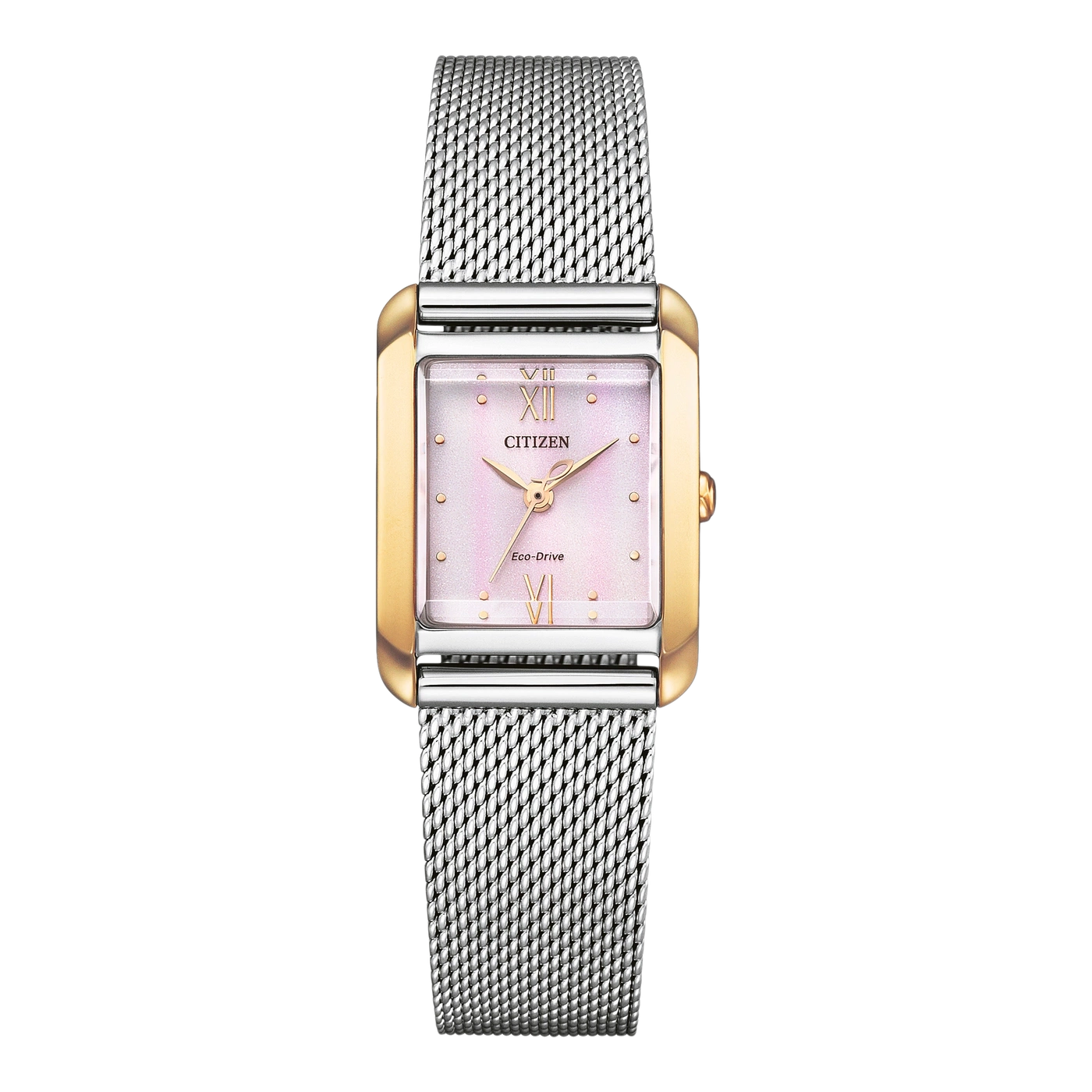 Citizen Damenuhr mit rechteckigem Zifferblatt und silbernem Armband