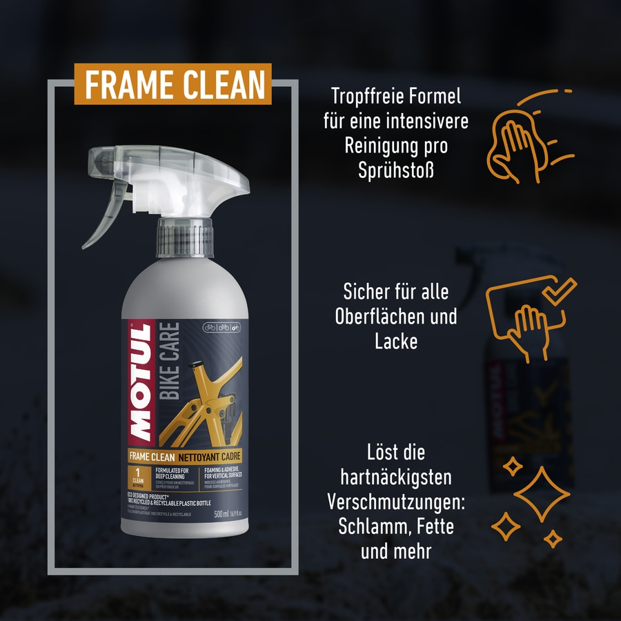 3x MOTUL "Frame Clean" Fahrradreiniger Rahmen 500 ml Hartnäckigste Verschmutzung