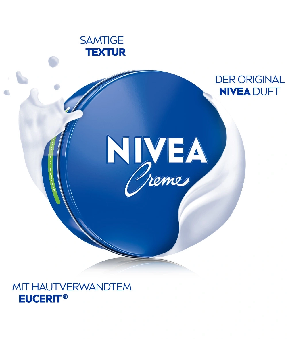 NIVEA Creme Dose, samtige Textur, der Original NIVEA Duft, mit hautverwandtem Eucerit