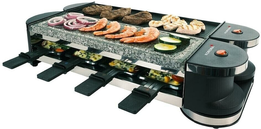 KORONA Klappbares Raclette 45071 8 Personen Grillplatte Pfännchen Spachtel NEU