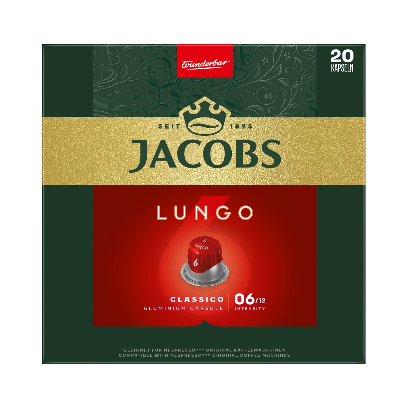 Jacobs Lungo Classico Aluminiumkapseln für Nespresso Maschinen