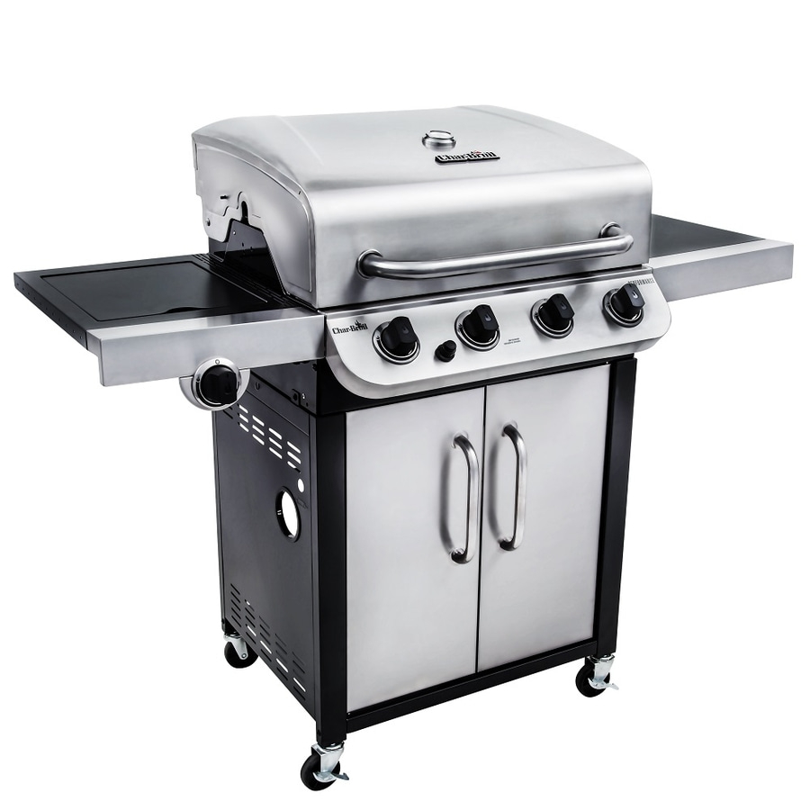 Edelstahl-Gasgrill mit drei Brennern und Schrank, mit Rädern